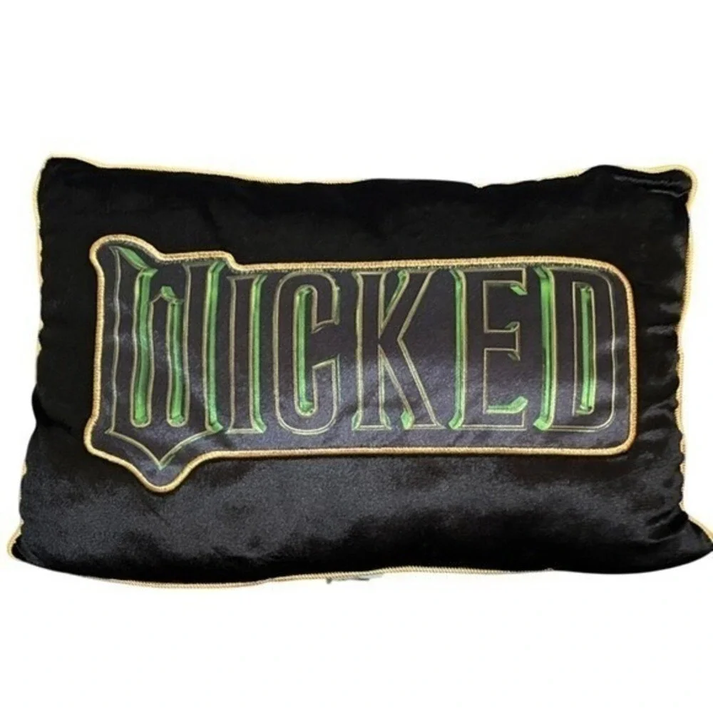 Wicked The Movie Key Black Green Velour Decorative Throw Pillow 11